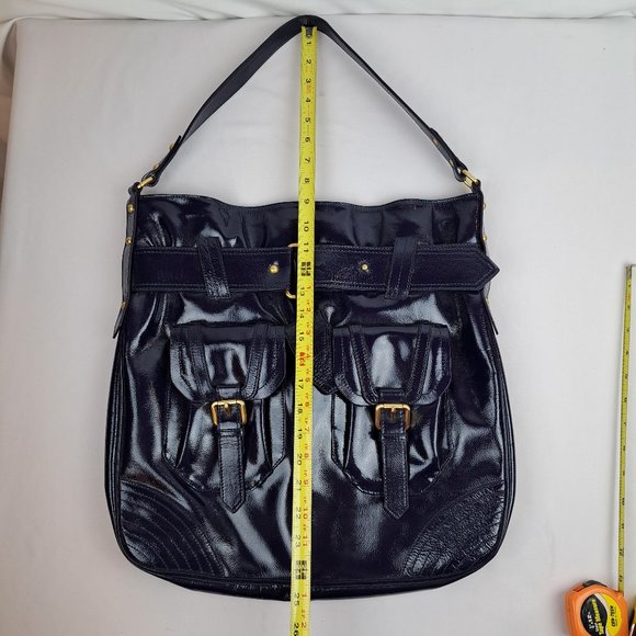 Victor Alfaro Patent Leather Purple Shoulder Bag Large Tote Style with Dust Bag - Picture 16 of 16